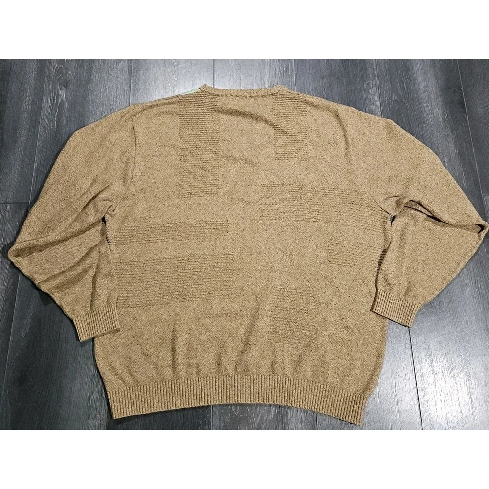 VTG St Croix Shop Knit Sweater Men‎ XL Tan Geometric Tennis Golf Preppy US Made
